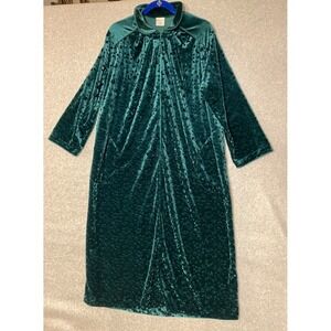 Cabernet Robe Velvet Womens Medium Petite Green Zip Pockets Lounge Wear Textured